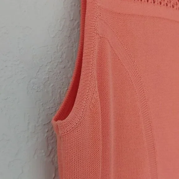 Cynthia Rowley Coral Peach Fit & Flare Crochet Knit Sleeveless Dress Size M - Picture 6 of 10